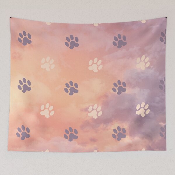 Item preview, clouds in the sky pattern with dog and cat paw print designed and sold by Beeroclock.