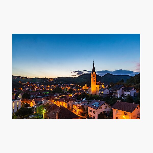 Krapina City At Night Photographic Print