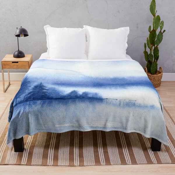 Item preview, Dripping Blue Misty Forest Watercolor Painting designed and sold by hatimelhag.