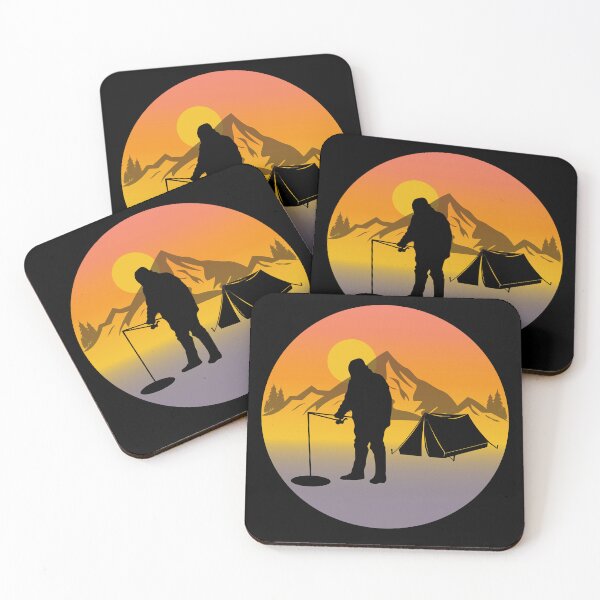 Item preview, Ice Fishing Fisher Winter Camping Camp Tent Mountain Nature designed and sold by CuteDesigns1.