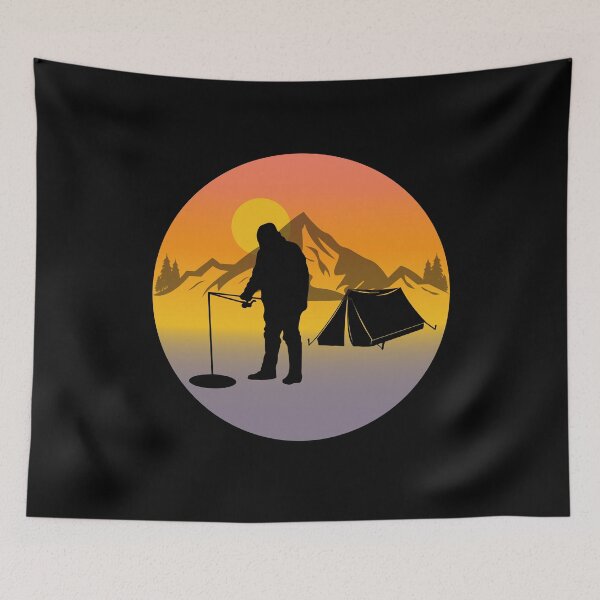 Item preview, Ice Fishing Fisher Winter Camping Camp Tent Mountain Nature designed and sold by CuteDesigns1.