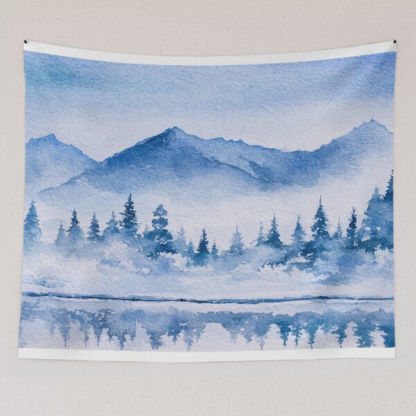 Item preview, Hand-drawn Banff Trees Winter Watercolor illustration designed and sold by hatimelhag.
