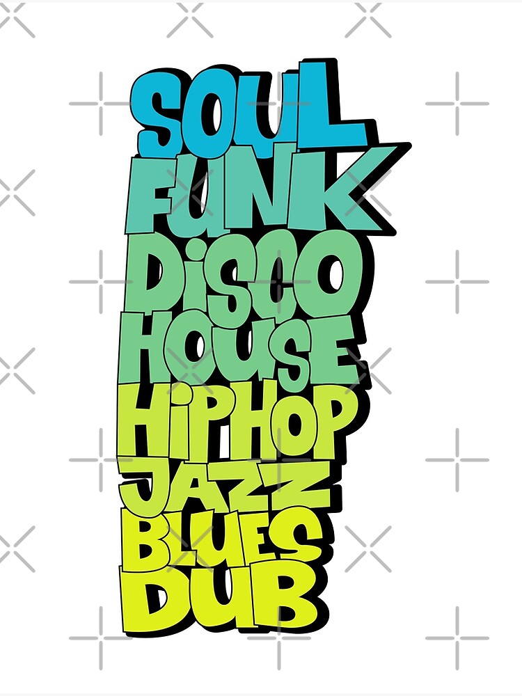 Soul Funk Disco House. Funky music genre design. pastel colors