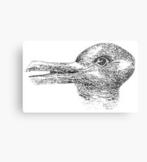 Rabbit, Duck, illusion, Is it a Rabbit or is it a Duck? Optical illusion, visual illusion. Black on White Metal Print
