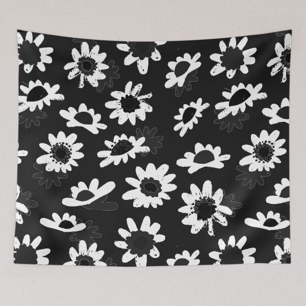 Item preview, Retro 1960's Black-And-White Trendy Floral Pattern designed and sold by DEC02.