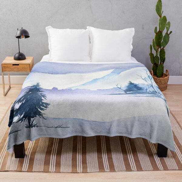 Item preview, Hand-drawn Winter Watercolor Mountains and Trees illustration designed and sold by hatimelhag.