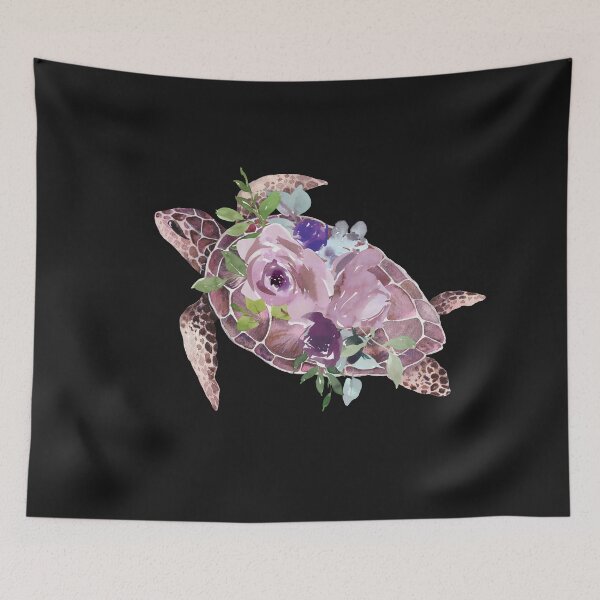 Item preview, Watercolor Floral Sea Turtle designed and sold by HappyLifeCreate.