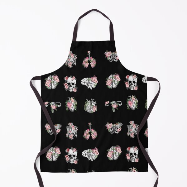 Item preview, Human anatomy, parts of human anatomy, heart, brain, lungs, skull with delicate pink roses designed and sold by Collagedream.
