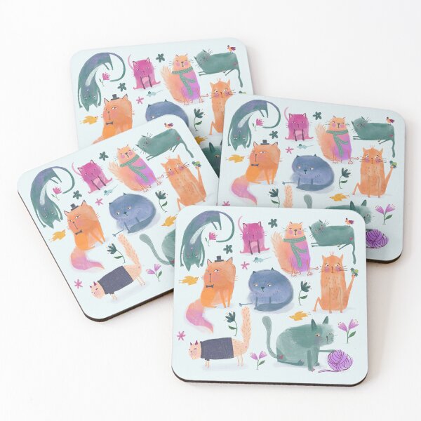 Item preview, Cute Funny Clever Cats Pattern designed and sold by Kathy Osborne Studio.