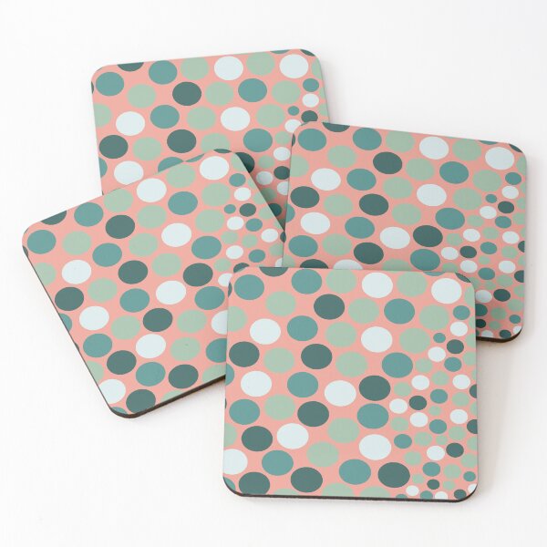 Item preview, Abstract homedecor circles 4 green and coral pink designed and sold by BelettePatterns.