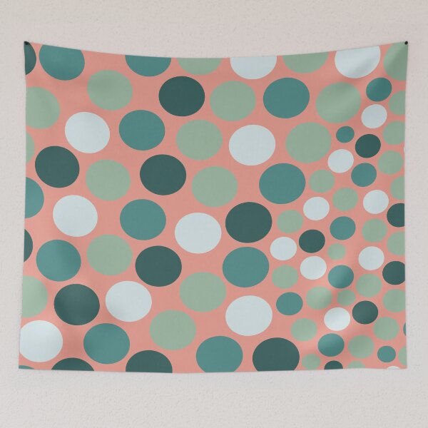 Item preview, Abstract homedecor circles 4 green and coral pink designed and sold by BelettePatterns.