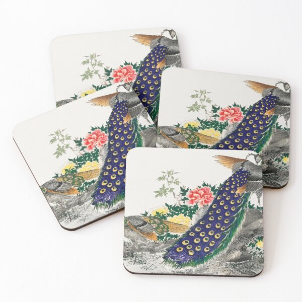 Item preview, Peacock and Peony illustration by Numata Kashu designed and sold by mbuz90.