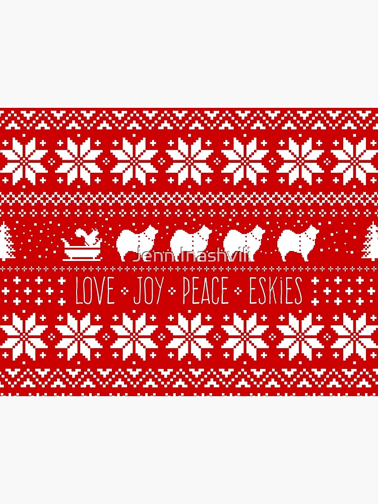 American Eskimo Dogs Christmas Holiday - Love Joy Peace Eskies by ShortCoffee