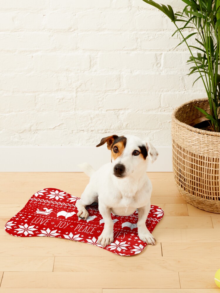 Alternate view of American Eskimo Dogs Christmas Holiday - Love Joy Peace Eskies Pet Mat