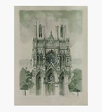 Draw Gothic Cathedrale Notre Dame in Reims Photographic Print