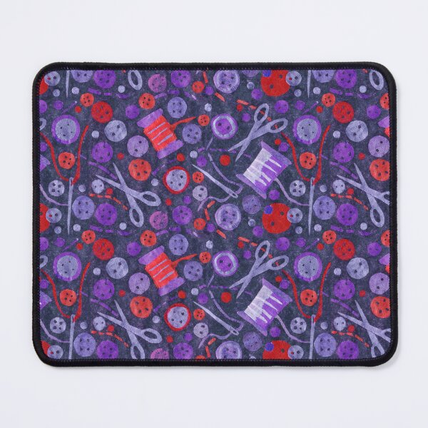 Item preview, Sewing Supplies Buttons Scissors Collage Pattern Violet Red designed and sold by Julia Khoroshikh.