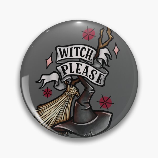 Item preview, Witch Please Tattoo design with red designed and sold by Wendy Bazuta.