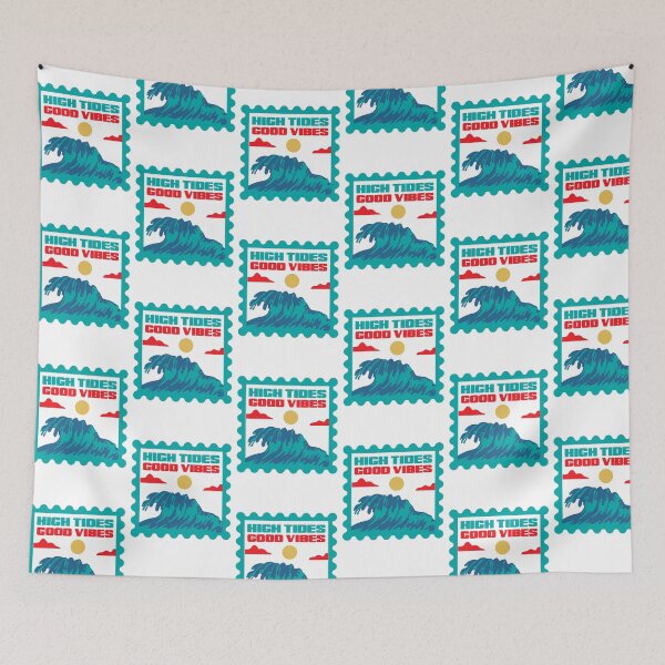 Item preview, High Tides, Good Vibes Summer Stamp Sticker designed and sold by sluggishsloth.
