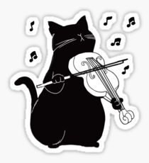 Black Cat Playing Violin Funny Musician Gift Sticker