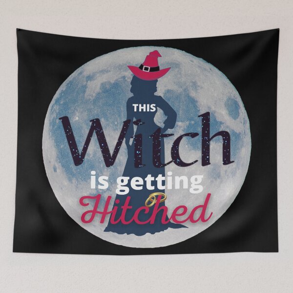Item preview, This Witch Is Getting Hitched Silhouette Design with Moon and Wedding Rings designed and sold by TacoRose.