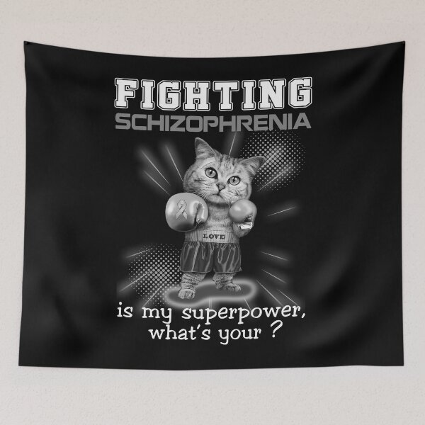 Item preview, Funny Cat Fighting Schizophrenia Is My Superpower What's Your designed and sold by Kohend.