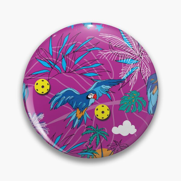 Item preview, Tropical magenta pickleball with birds designed and sold by EvieWoj.