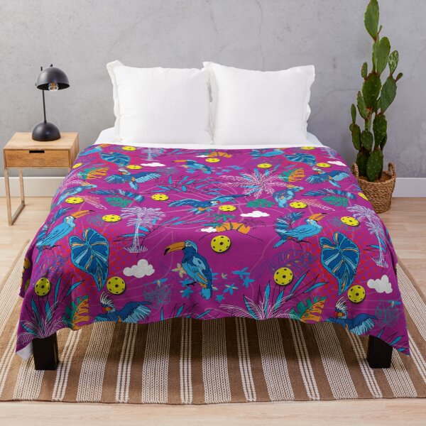 Item preview, Tropical magenta pickleball with birds designed and sold by EvieWoj.