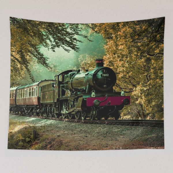 Item preview, Train Locomotive Retro Vintage Fall Leaves designed and sold by mwagie.