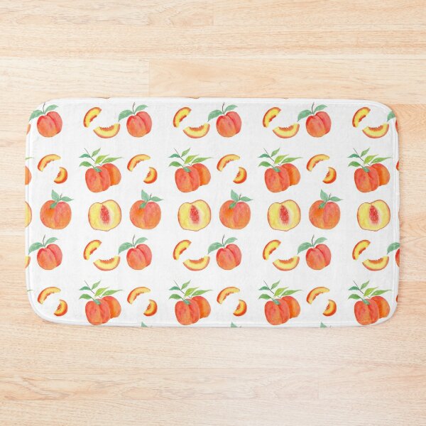Watercolor Peach Pattern Bath Mat