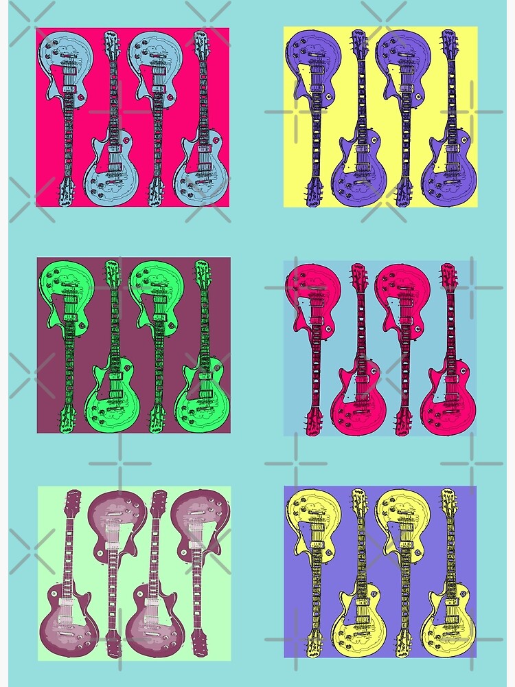 "MultiColor Electric Guitar Sticker Pack" Poster for Sale by