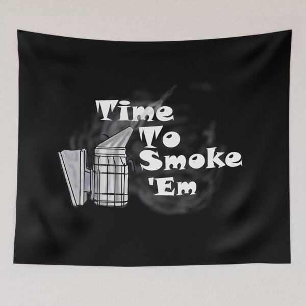 Item preview, Time To Smoke 'Em - White Text with Smoky Bee Smoker designed and sold by MountMercantile.