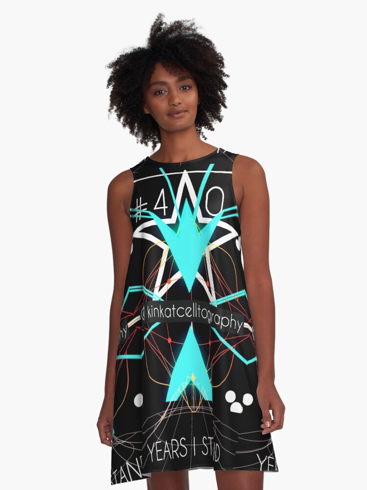 Thumbnail 1 of 4, A-Line Dress, #40YEARSISTAND - Turq A-row designed and sold by kinkatstyle.
