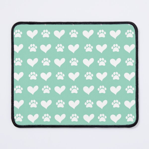 Item preview, Spearmint, Mint, Green And White Paw Print And Heart Repeated Pattern. designed and sold by That Cheeky Tee.