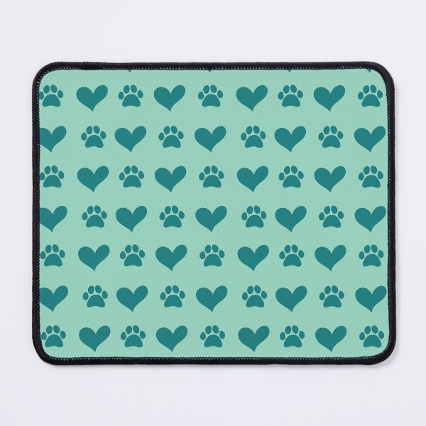 Item preview, Spearmint, Mint, Teal, Green Paw Print And Heart Repeated Pattern. designed and sold by That Cheeky Tee.