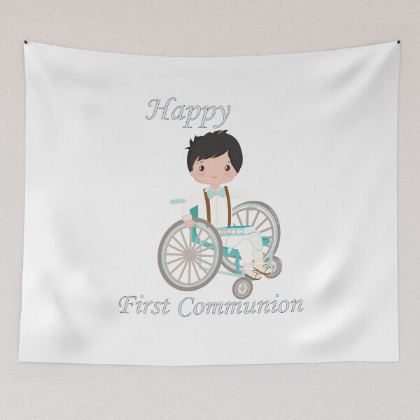 Item preview, First Communion Wheel Chair Black Haired Boy designed and sold by ThirdFall.