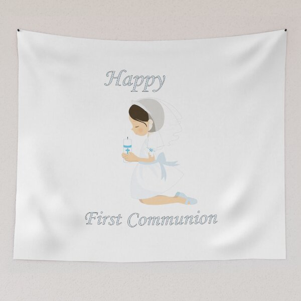Item preview, First Communion Kneeling Black Haired Girl designed and sold by ThirdFall.