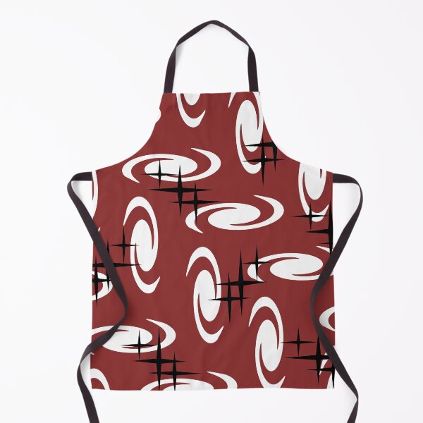Item preview, Retro Atomic Age Swirls Stars Pattern Burgundy designed and sold by thepixelgarden.