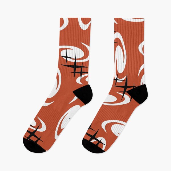 Item preview, Retro Atomic Age Swirls Stars Pattern Burnt orange designed and sold by thepixelgarden.