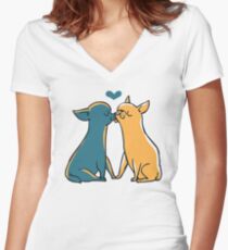 Chihuahua Kisses Women's Fitted V-Neck T-Shirt
