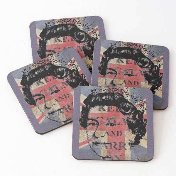Item preview, Queen with Keep Calm and Carry on with vintage Union Jack designed and sold by KVDcreations.