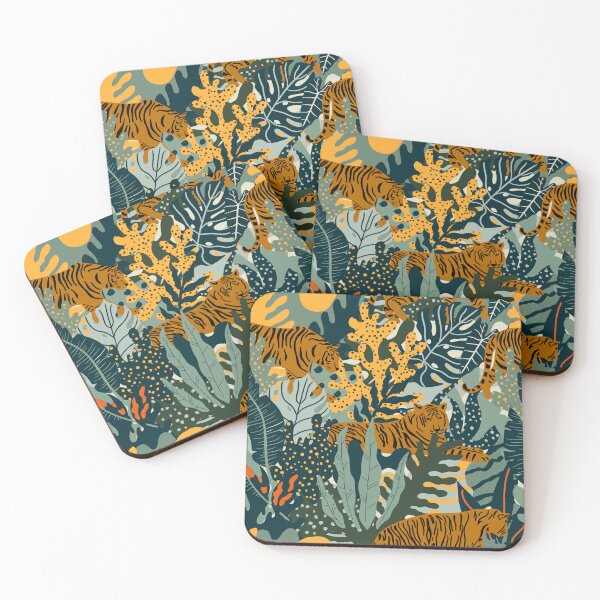Item preview, Tigers and Jungle Plants Pattern designed and sold by silviaol.