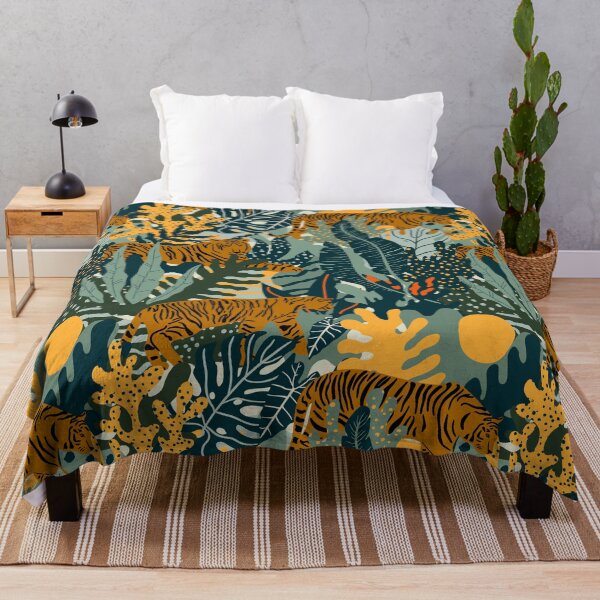 Item preview, Tigers and Jungle Plants Pattern designed and sold by silviaol.