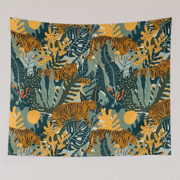 Item preview, Tigers and Jungle Plants Pattern designed and sold by silviaol.