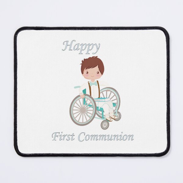 Item preview, First Communion Wheel Chair Brown Haired Boy designed and sold by ThirdFall.