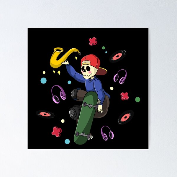 Item preview, Old School Skateboarding Skeleton designed and sold by BlackSheepEllis.