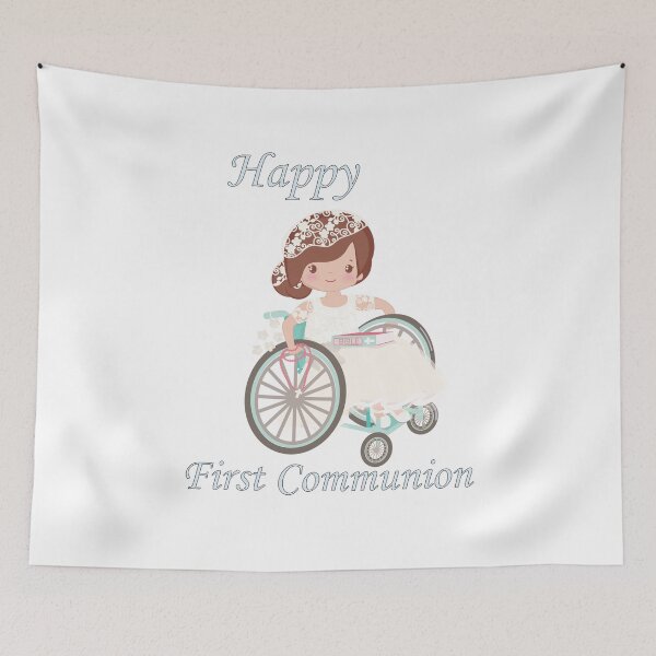 Item preview, First Communion Wheel Chair Brunette Girl designed and sold by ThirdFall.