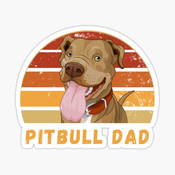 Item preview, Mens Pitbull Dad Smiling Pittie on Vintage Sunset Pitbull Dad designed and sold by ForUrTasteOnly.