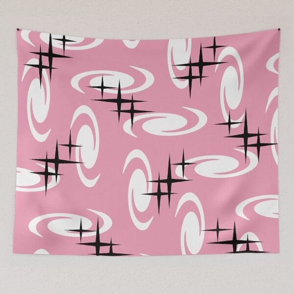 Artikelvorschau, Retro-Atomzeitalter-Wirbel-Sternmuster-Rosa entworfen und verkauft von thepixelgarden.