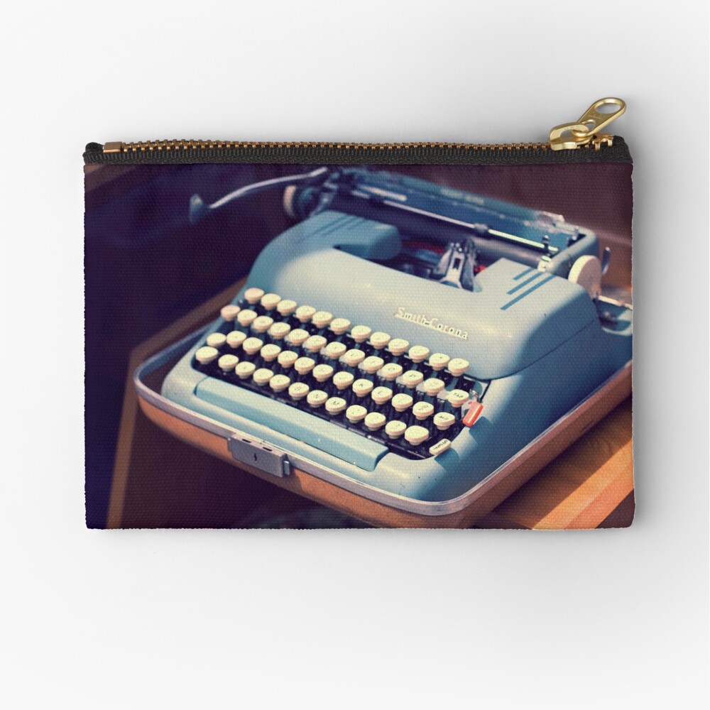 Vintage Baby Blue Typewriter Zipper Pouch