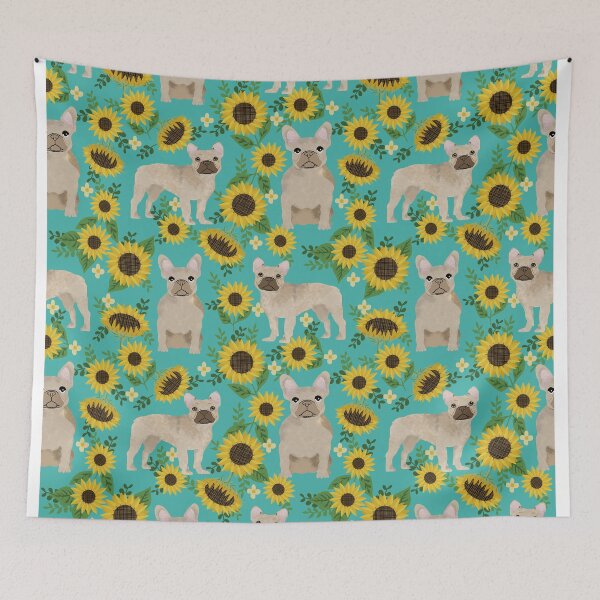 Item preview, French Bulldog sunflowers sunflower floral dog breed dog pattern pet friendly pet portrait by PetFriendly designed and sold by PetFriendly.